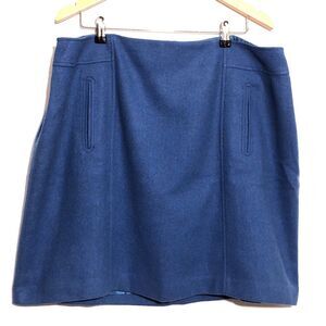Talbots Woman Skirt Women's 20 W Petite Blue Wool Blend Straight Knee Length New